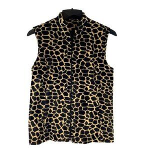ELLIOTT LAUREN Vintage Giraffe Print Faux Fur Vest